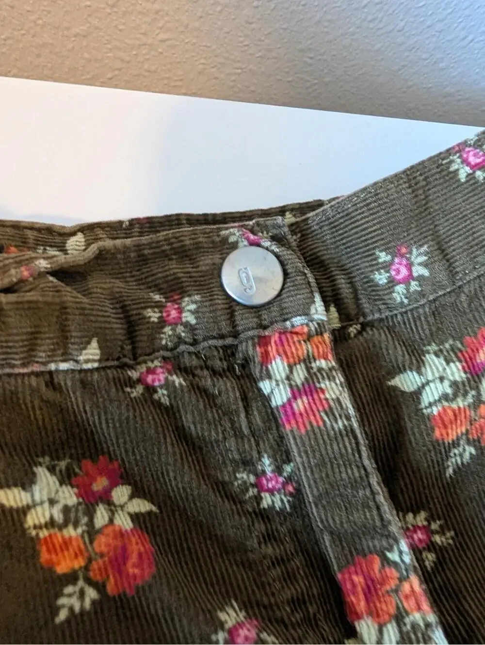 Gymboree Vintage Girls Size 6 Olive Green Floral Corduroy Skirt EUC Fairy